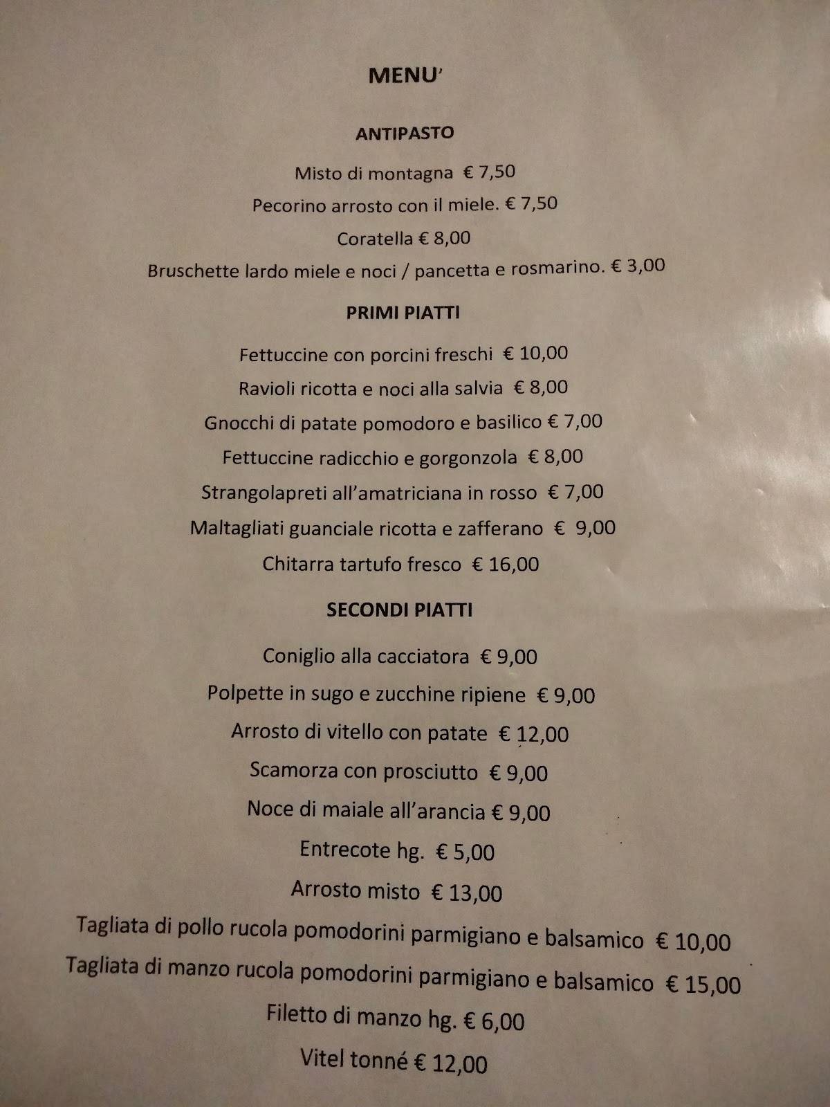 Menu di Ristorante Rino 