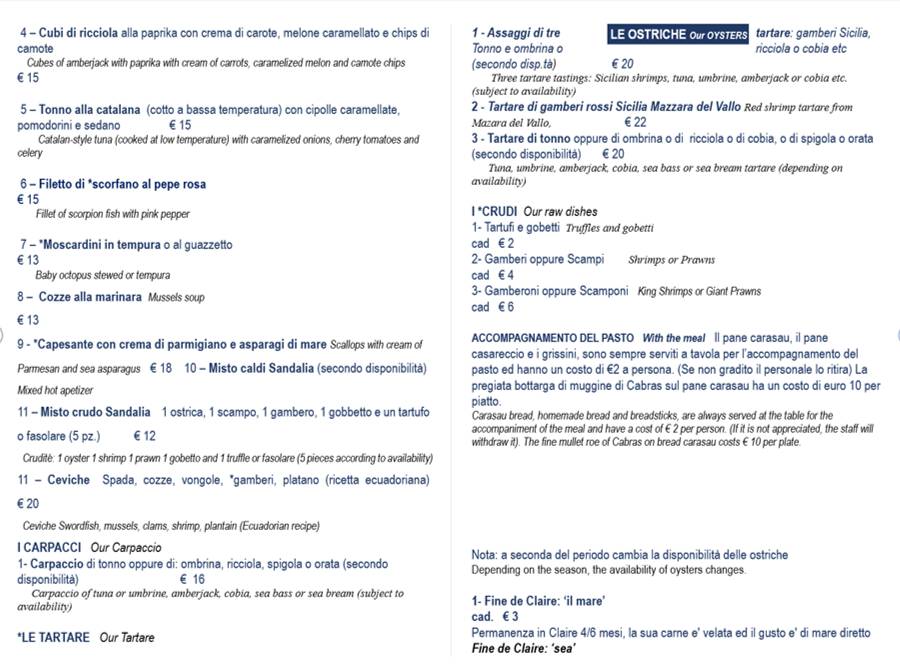 Menu di Sandalia 