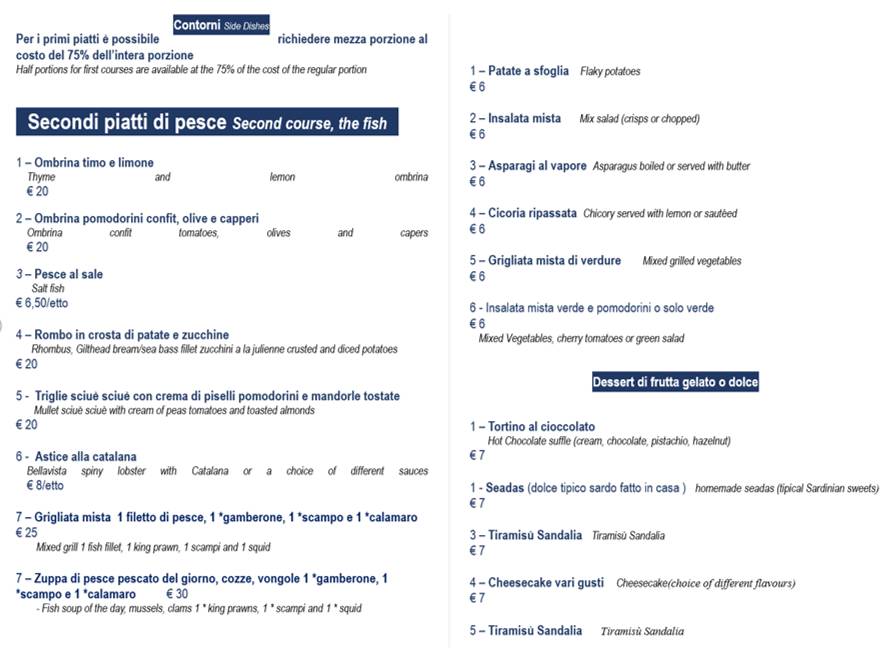 Menu di Sandalia 