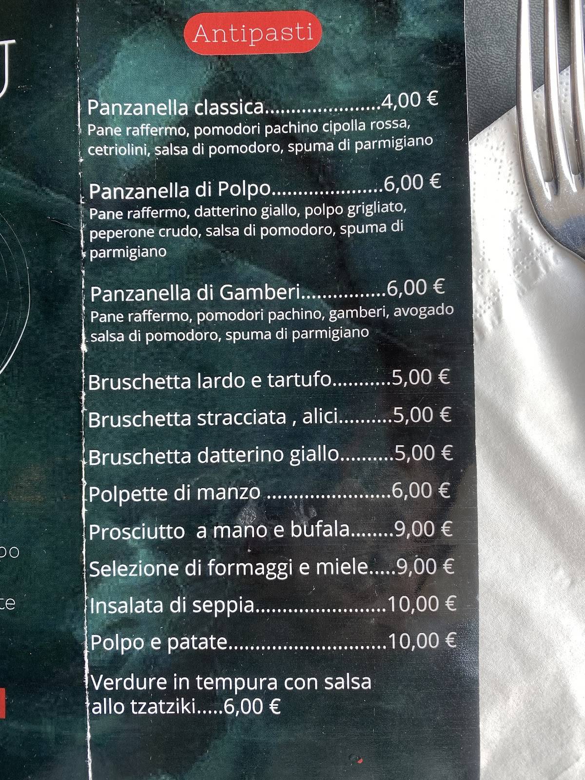 Menu di Ristorante TIPO ZERO 