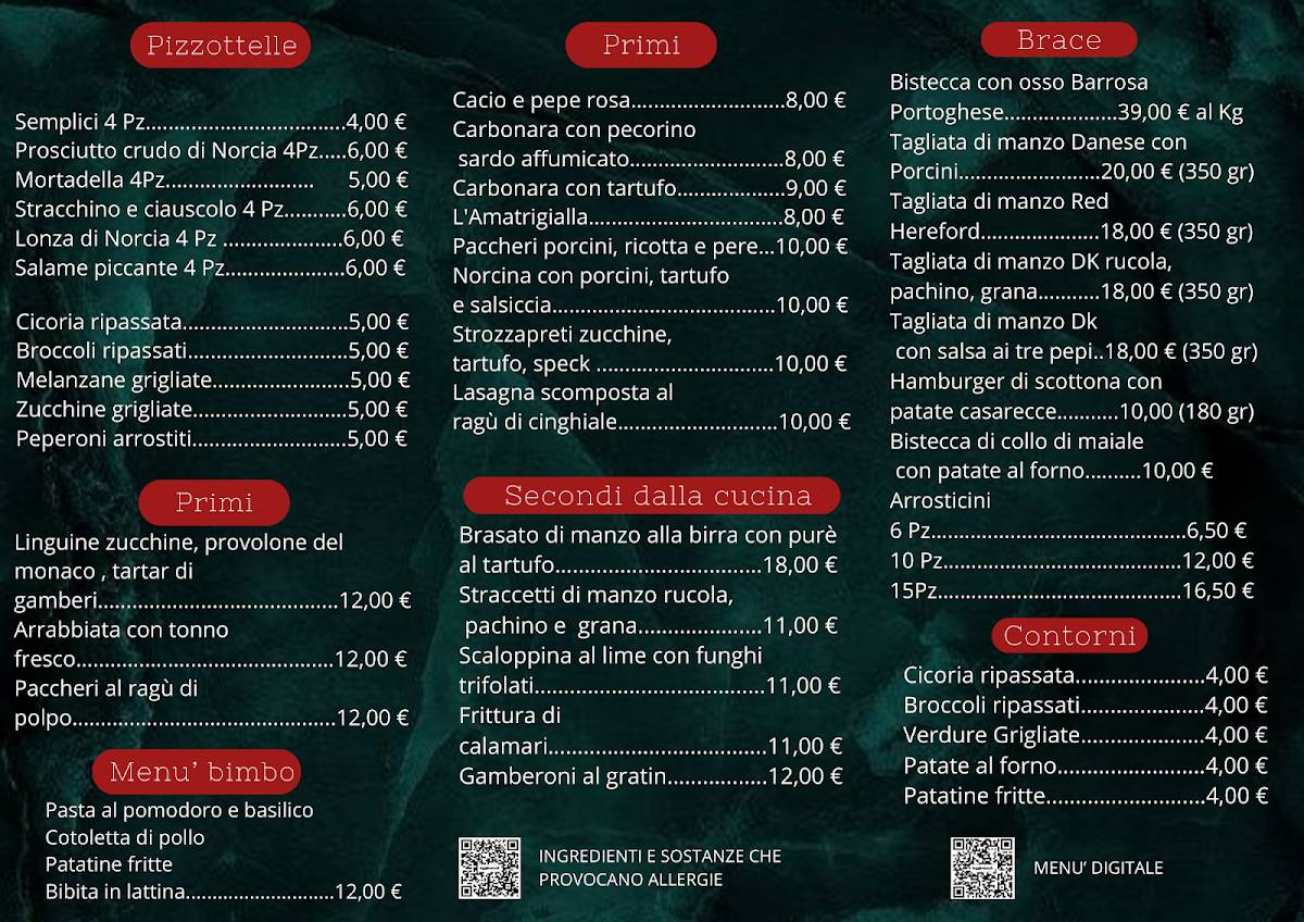 Menu di Ristorante TIPO ZERO 