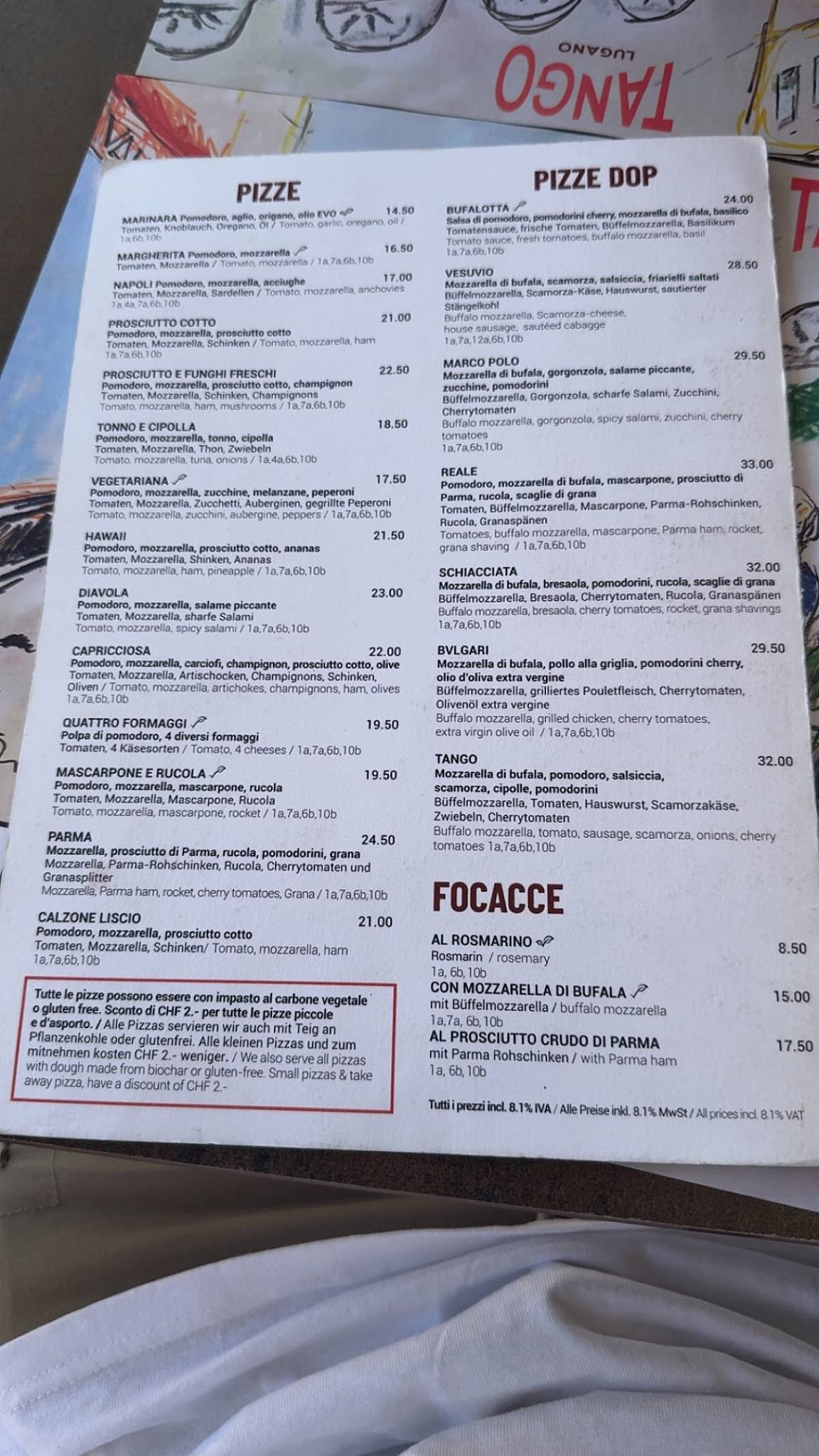 Menu di Ristorante Tango 