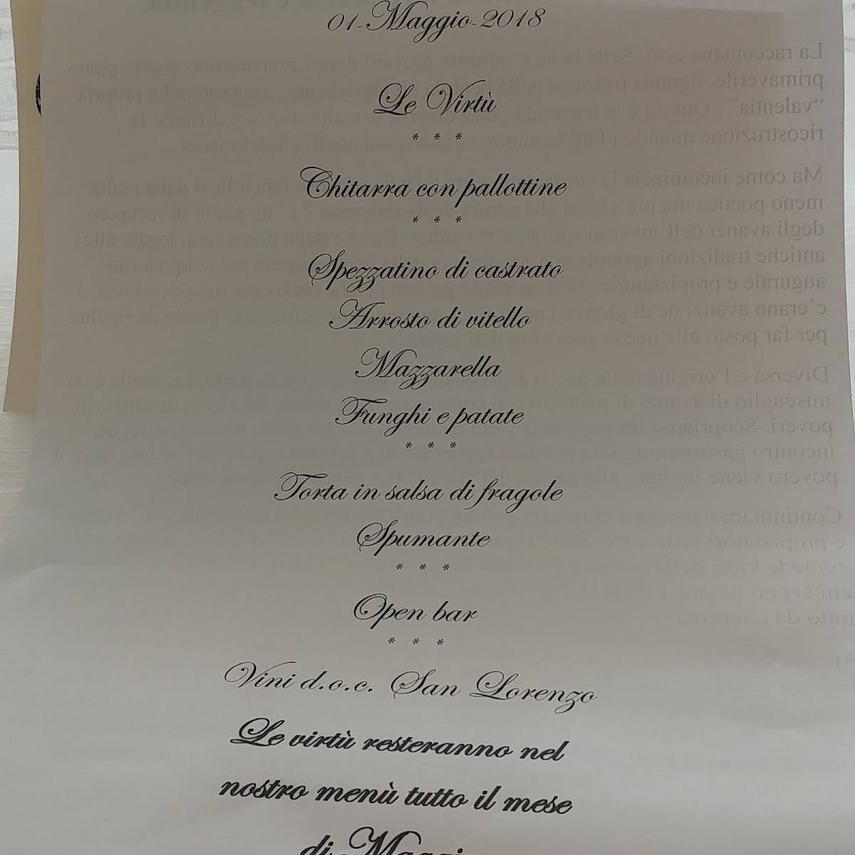 Menu di Ristorante Tre Archi 