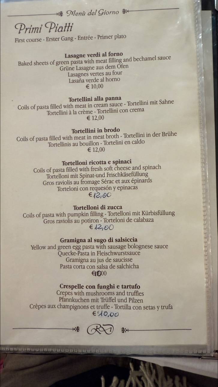 Menu de Ristorante da Danilo