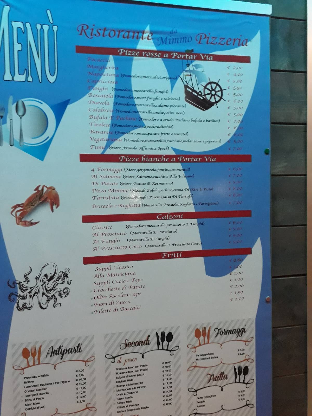 Menu di Ristorante "da Mimmo" 