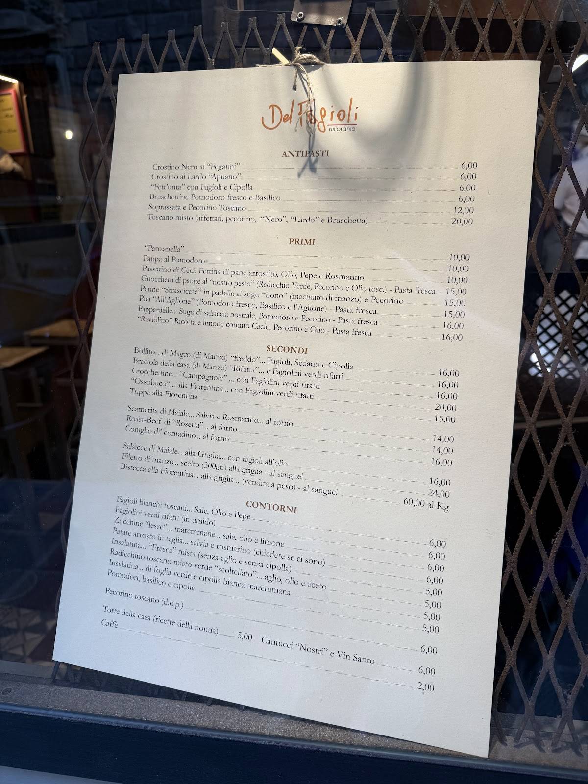 Menu di Ristorante del Fagioli 