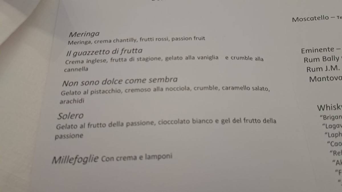 Menu di Ristorante hotel Lucia 