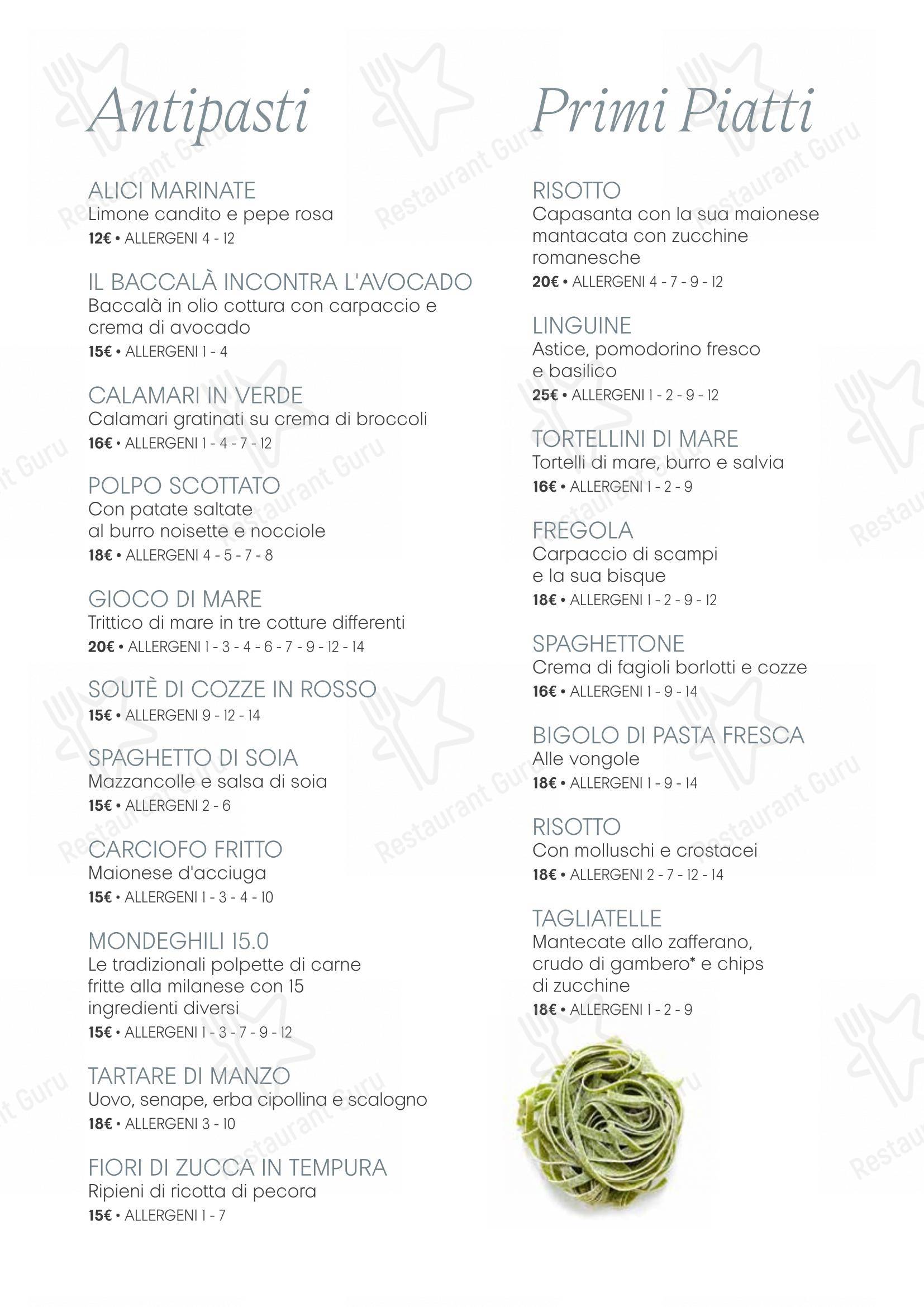 Menu per Ristorante la Guardia in Nerviano
