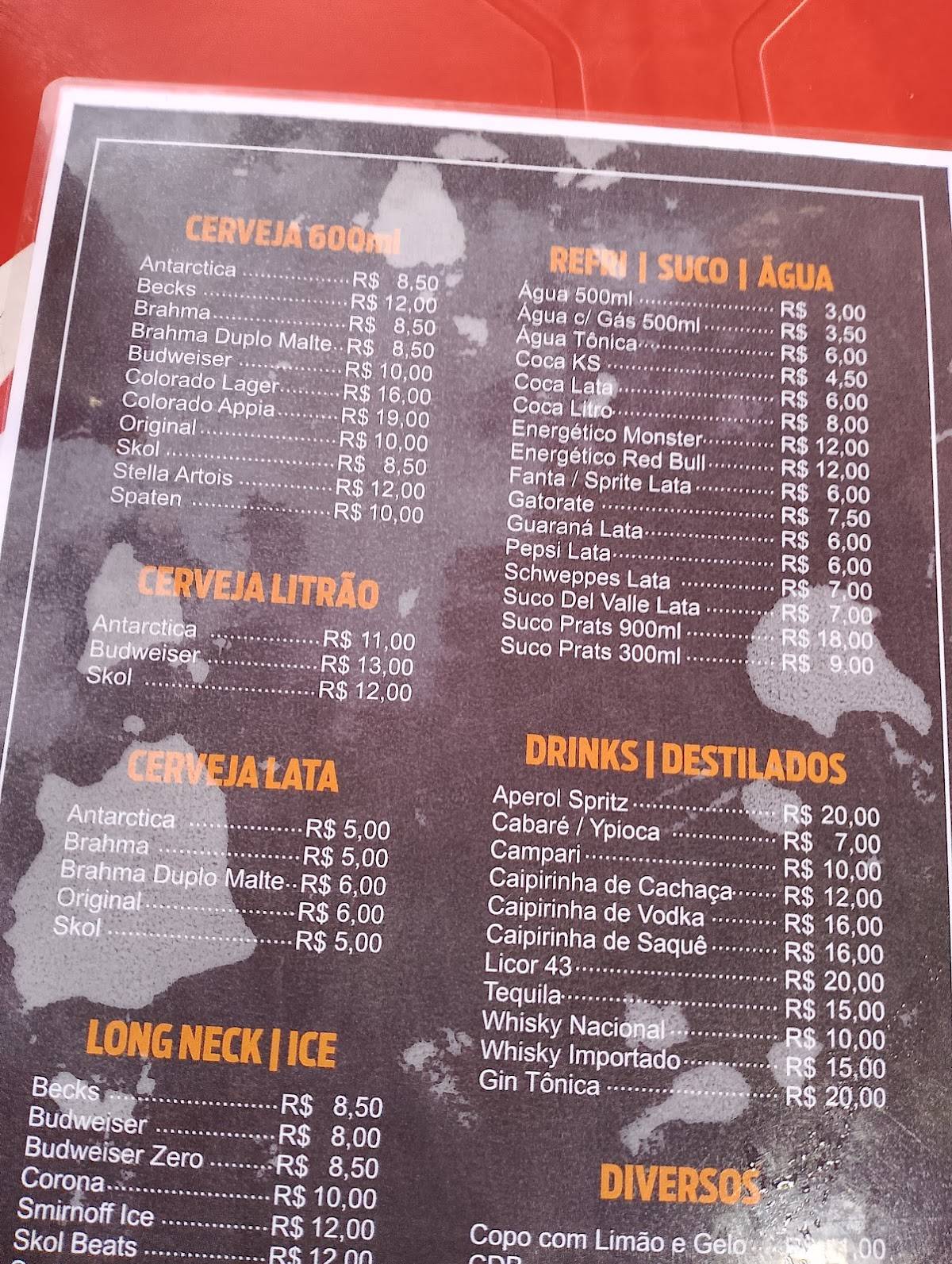 Bar do Roberto cardápio