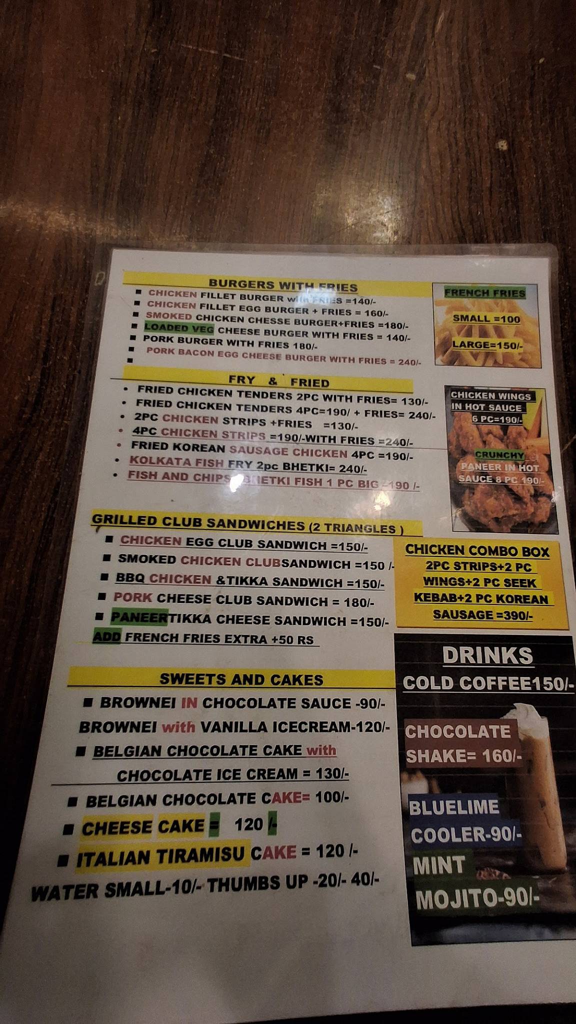 Robins Pizza Factory menu