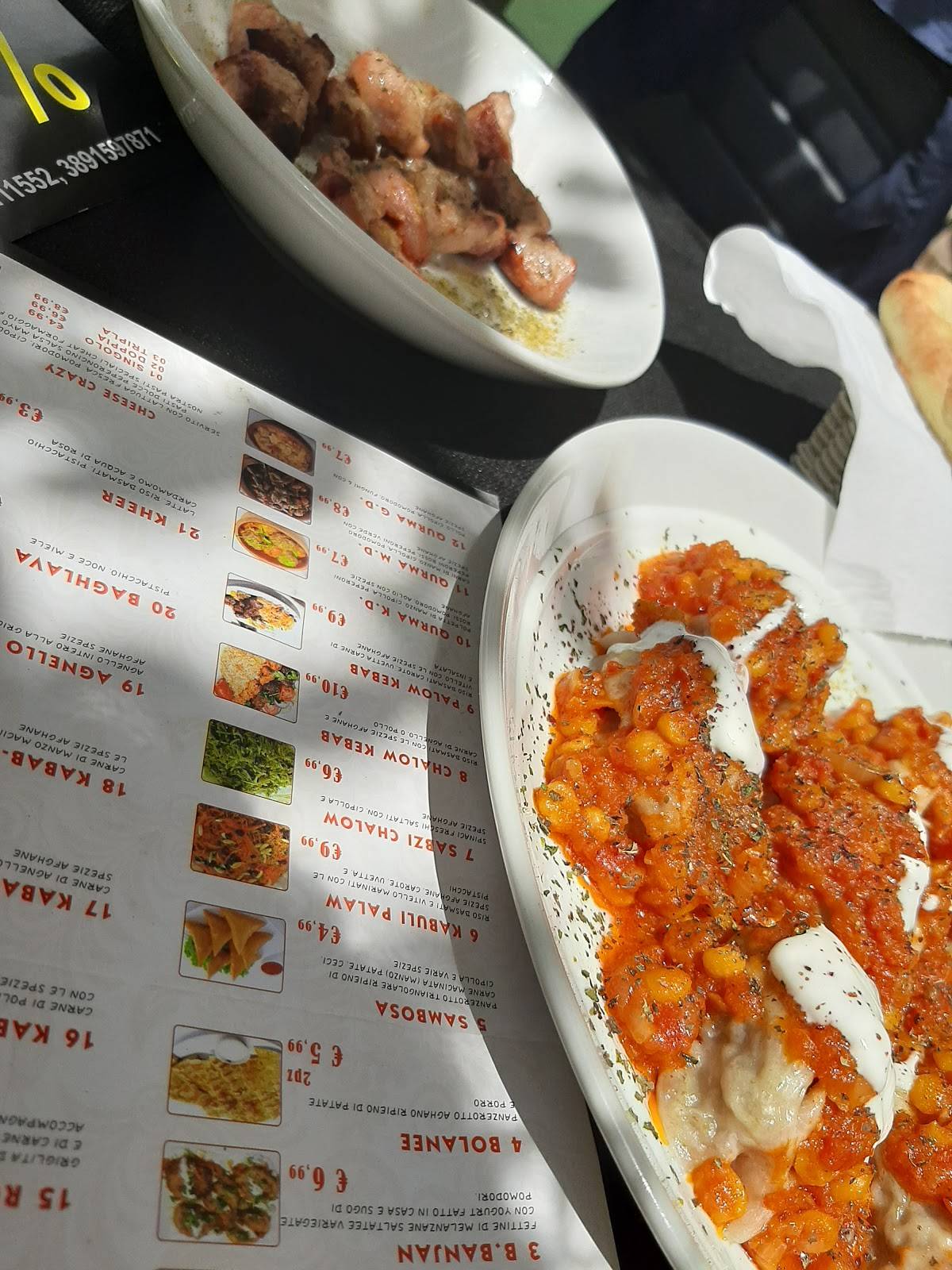 Menu da Roma Kabul ristorante, Roma