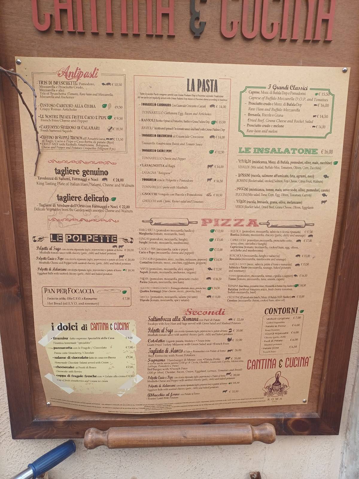 Menu di Cantina e Cucina 