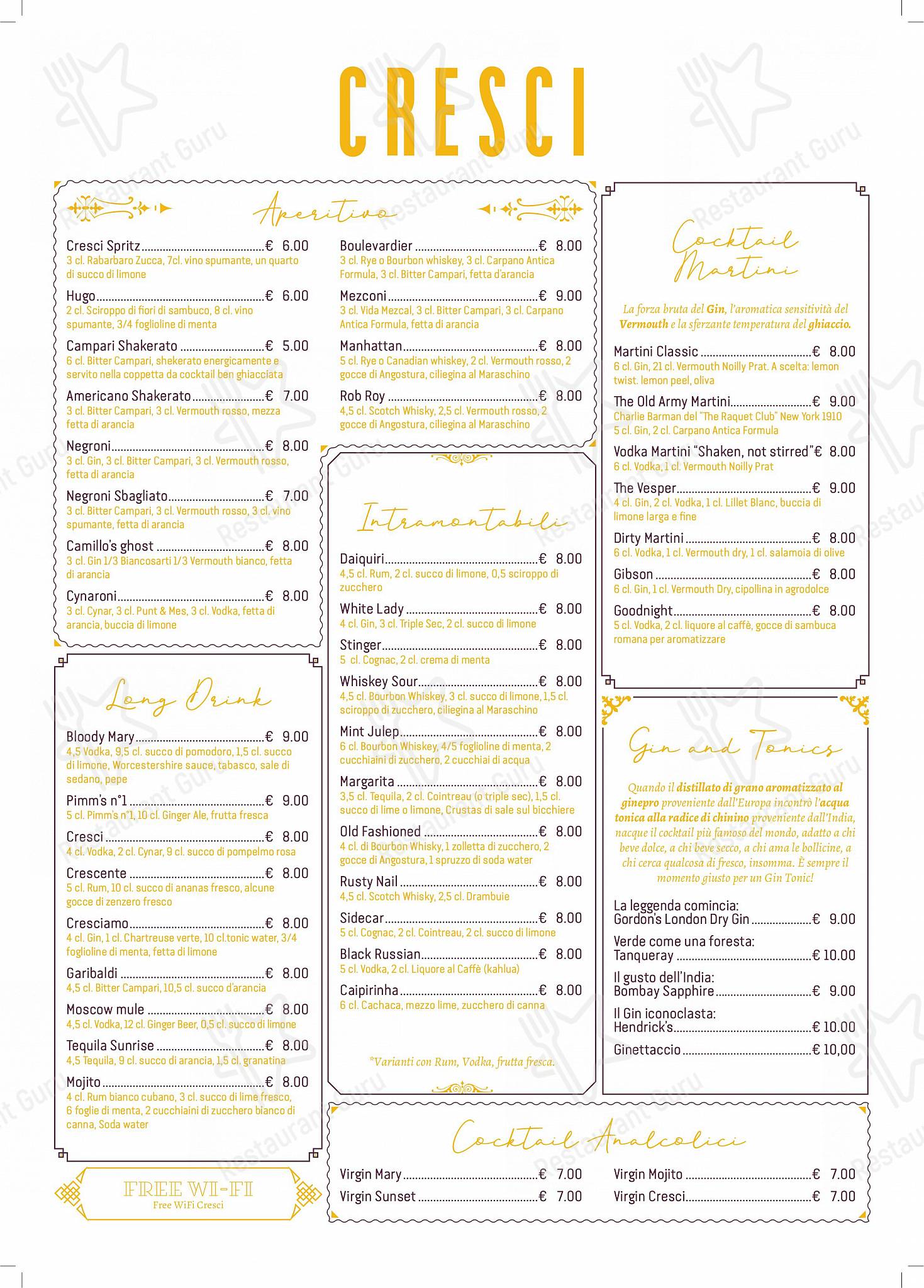 Menu di Cresci - Основное меню