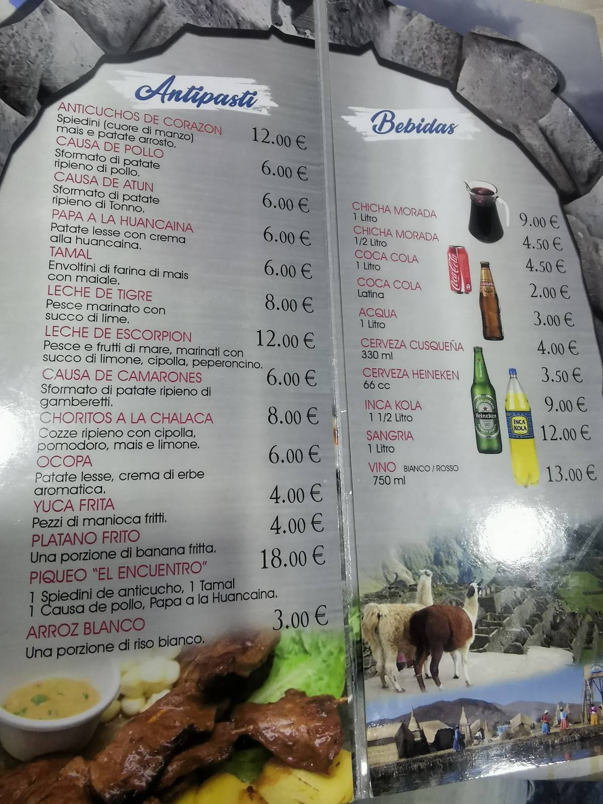 Menu di El Encuentro 
