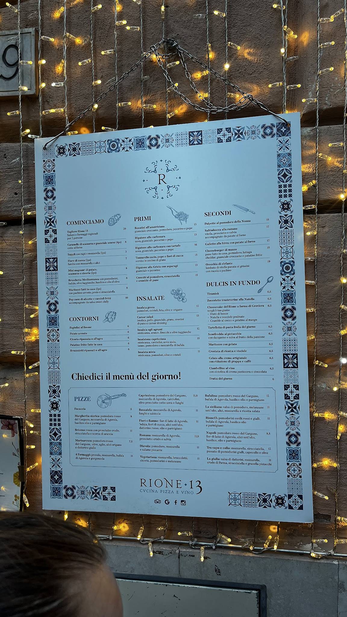 Menu di Rione 13 Ristorante 