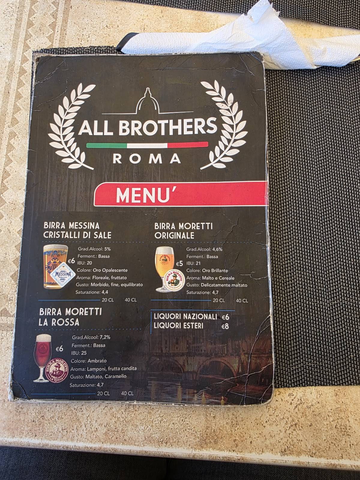 Menu di All Brothers 