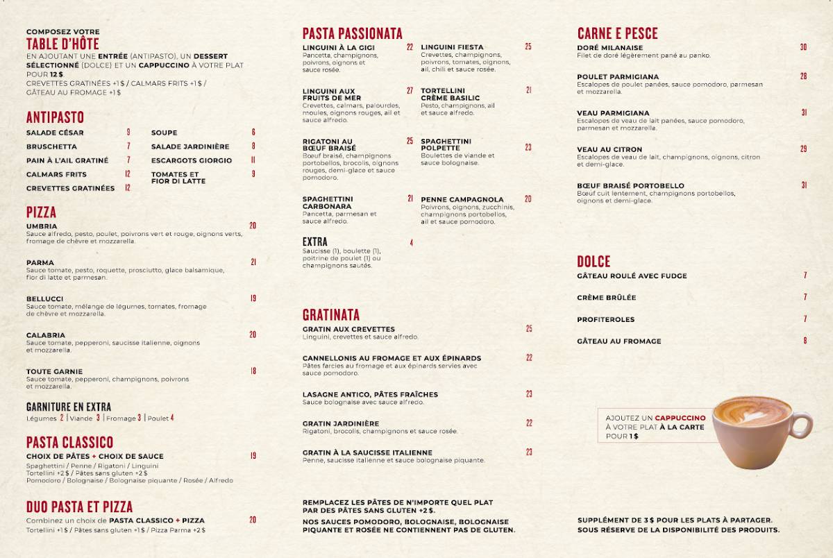 Menu de Giorgio Ristorante