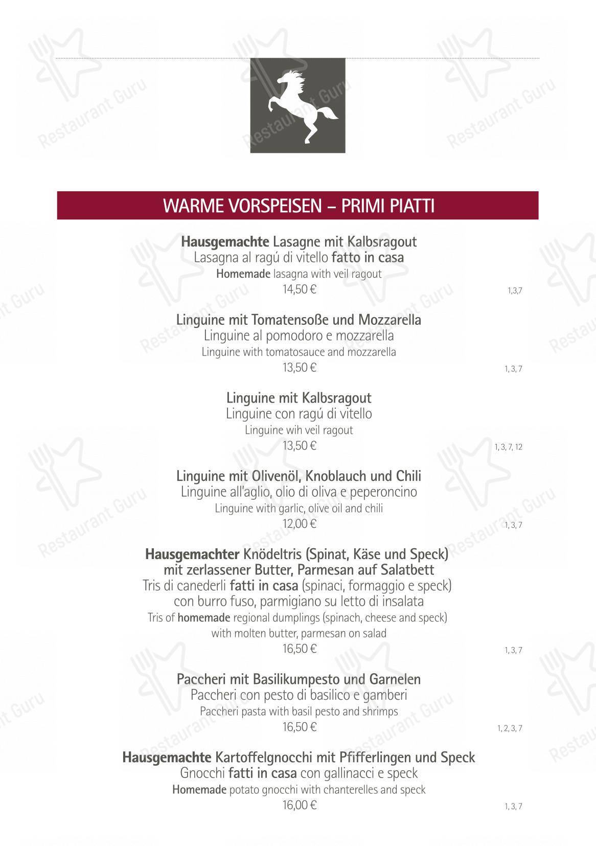 Menu di Rössl bianco - Ночное меню