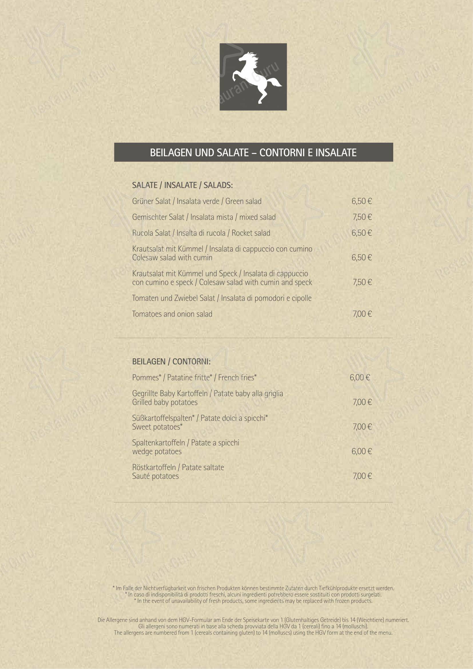 Menu di Rössl bianco - Основное меню