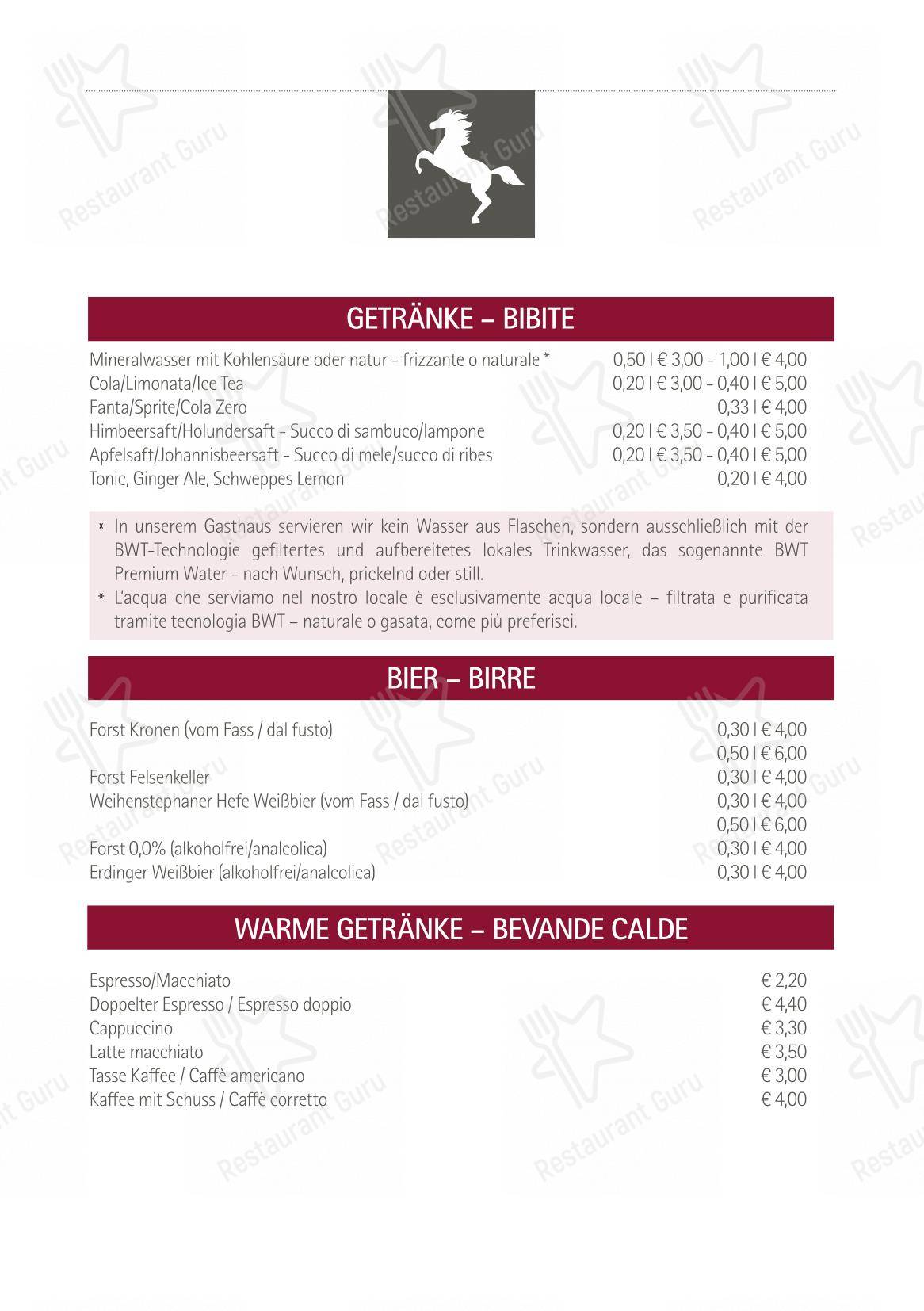 Menu di Rössl bianco - Коктейльная карта