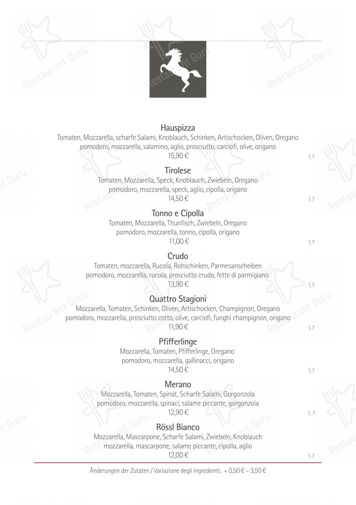 Rössl bianco in Merano - Ночное меню