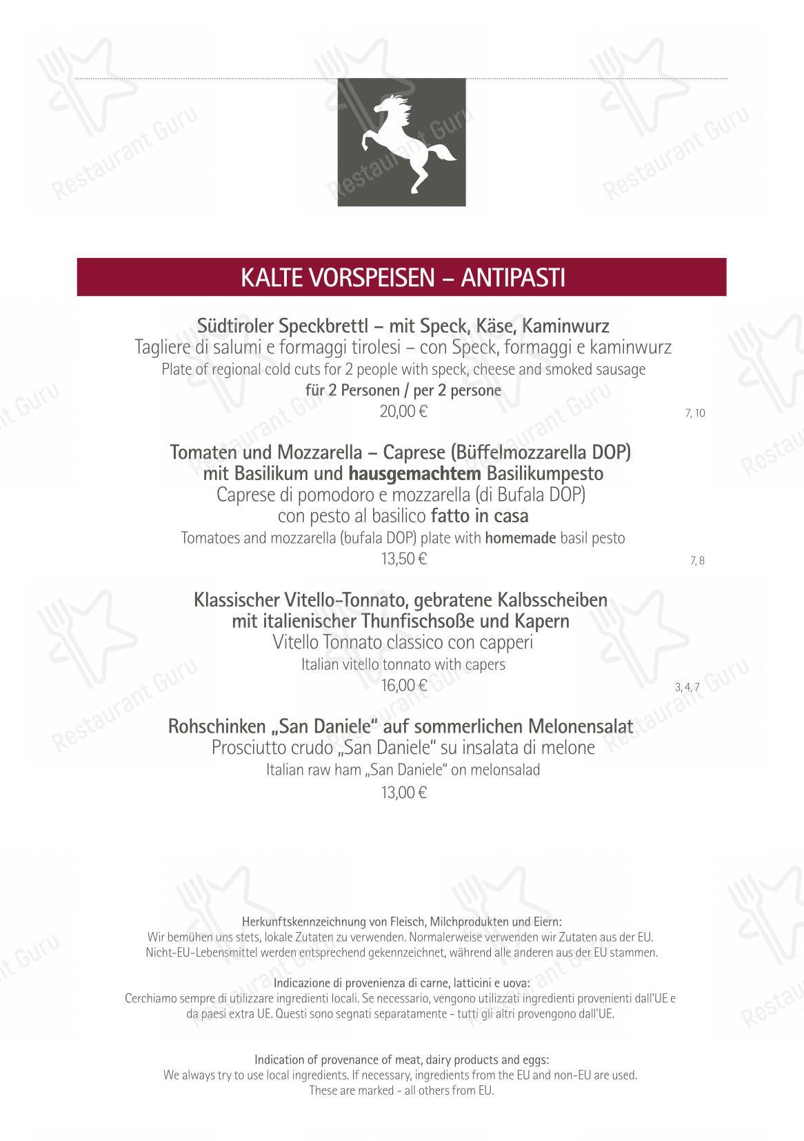 Menu di Rössl bianco - Ночное меню