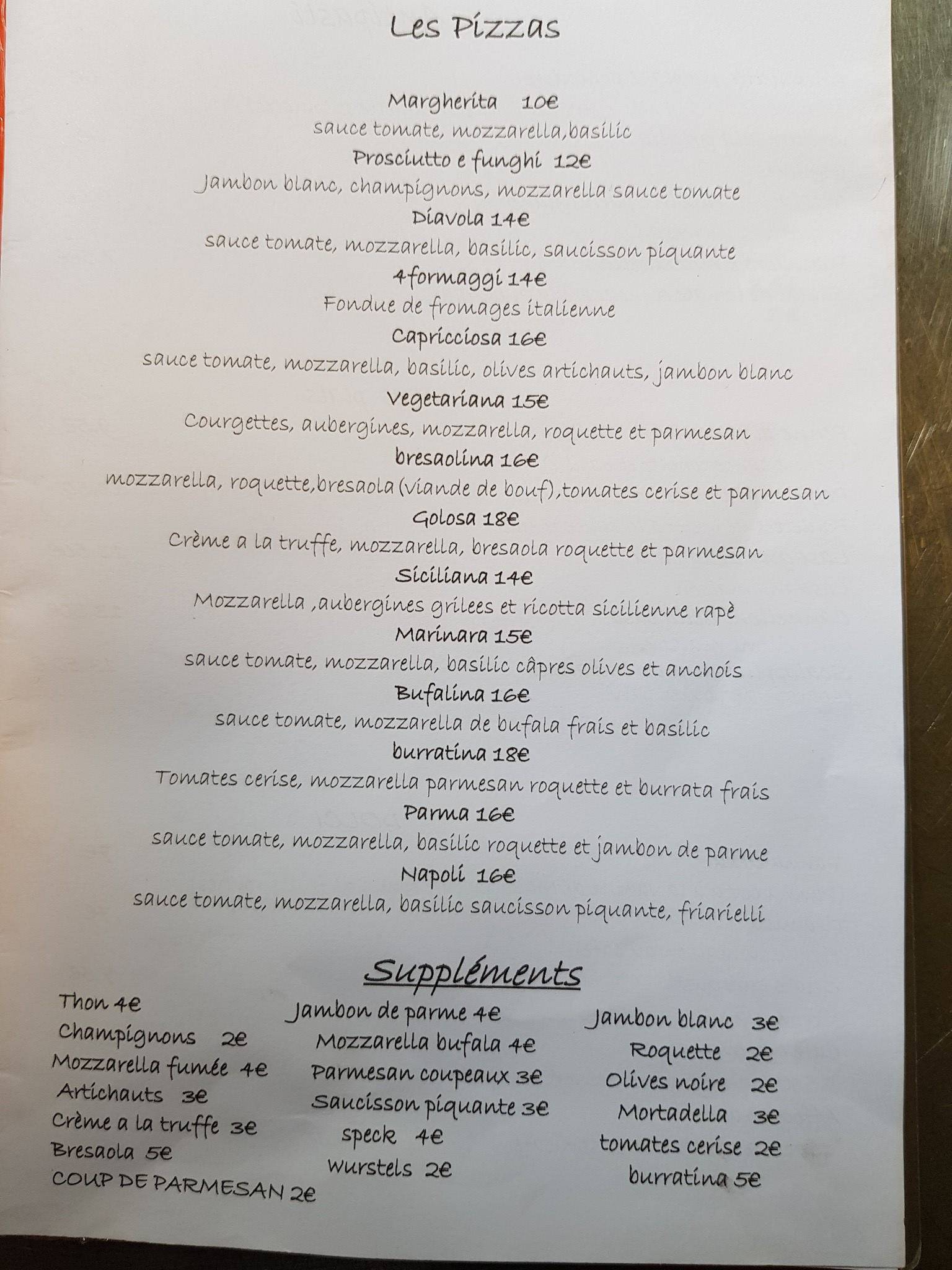 Menu de Rosso e Nero