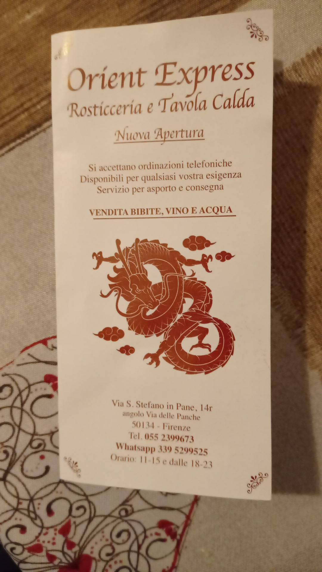 Menu di Rosticceria Orient Express 