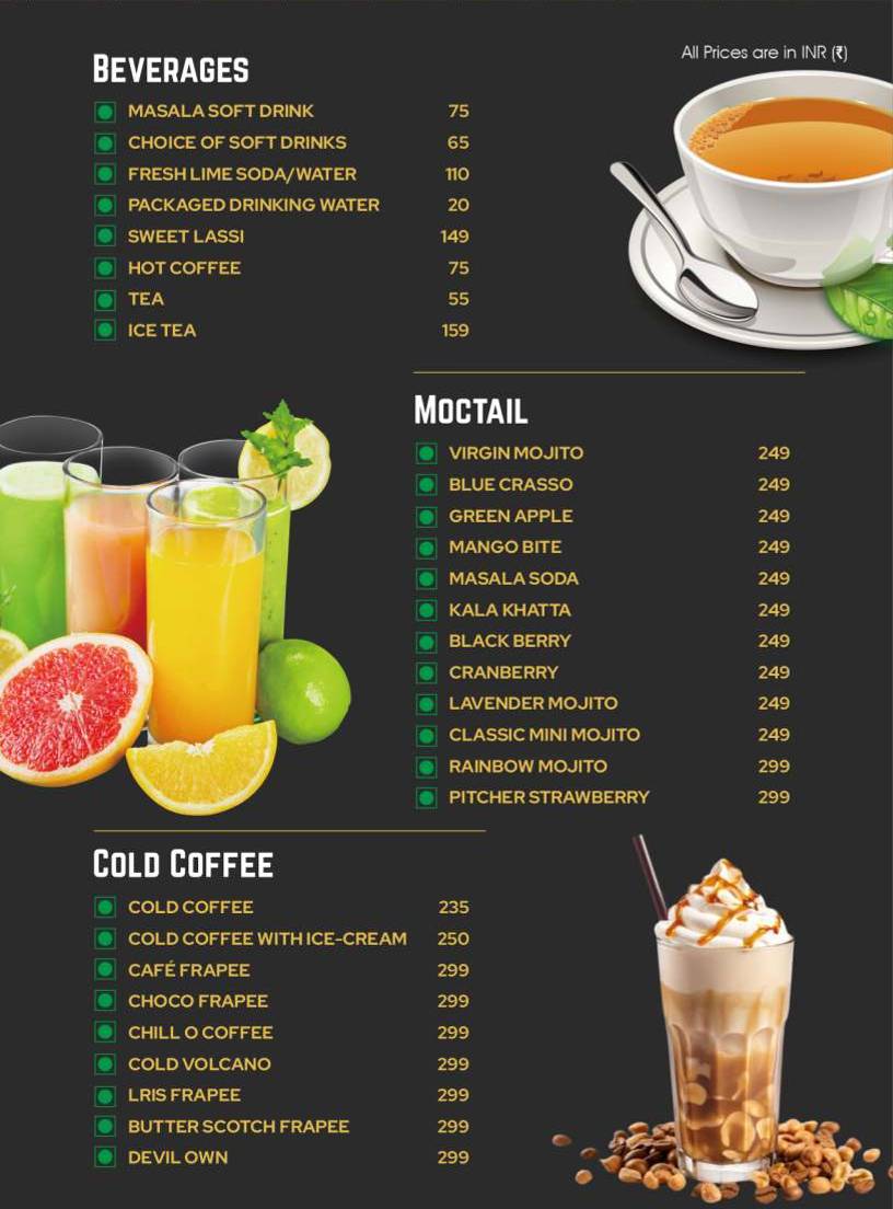 Roti Restaurant menu