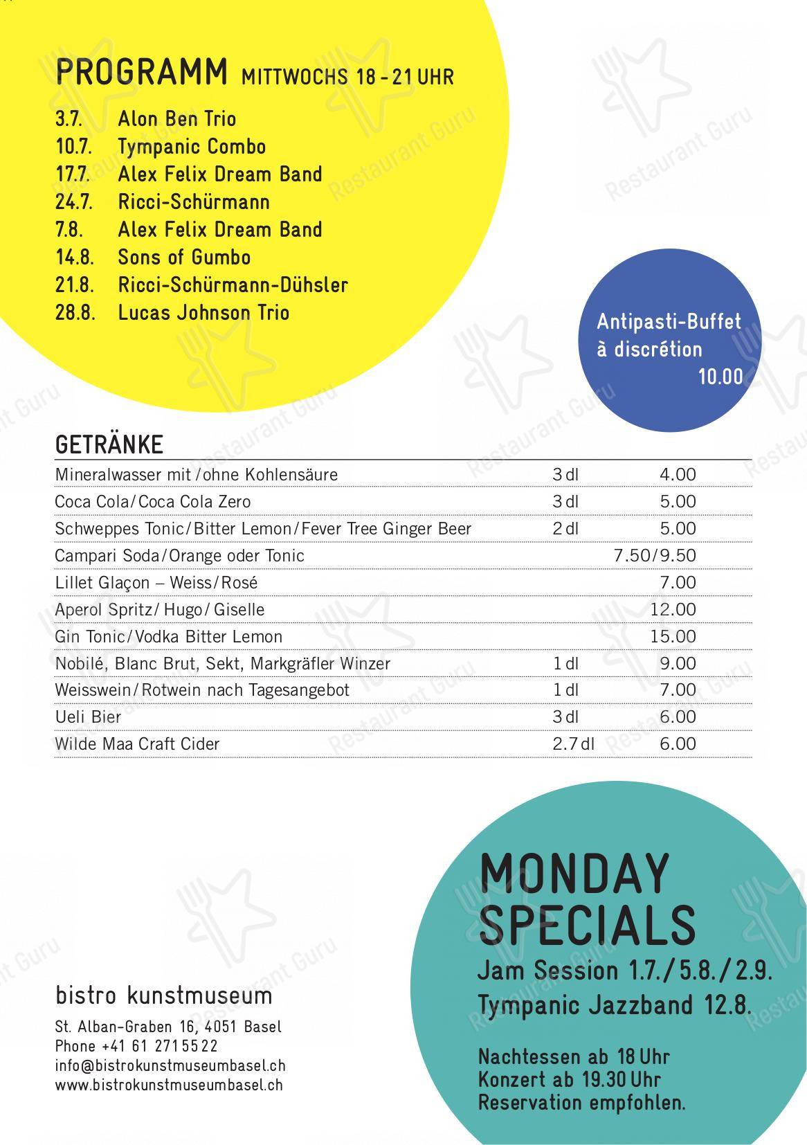 Restaurant Rubino in Basilea - Lunch Menu