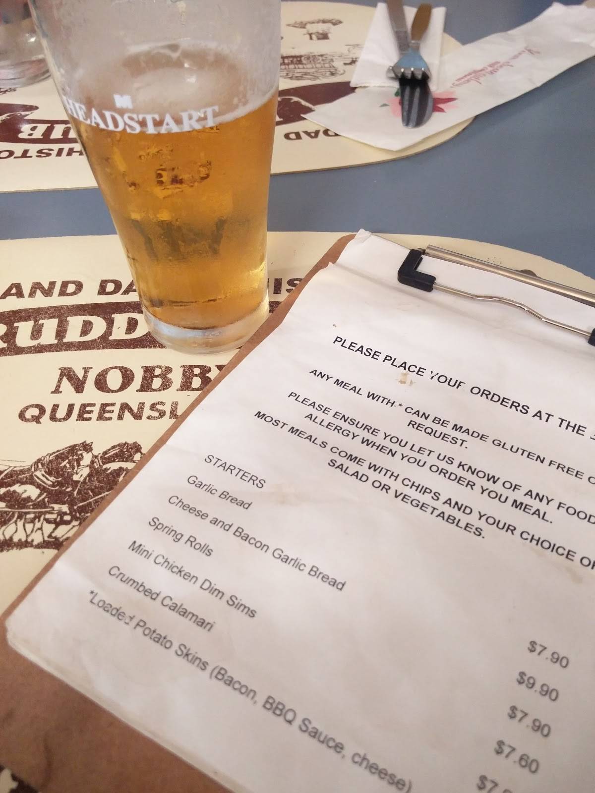 Menu at Rudd's Pub, Nobby