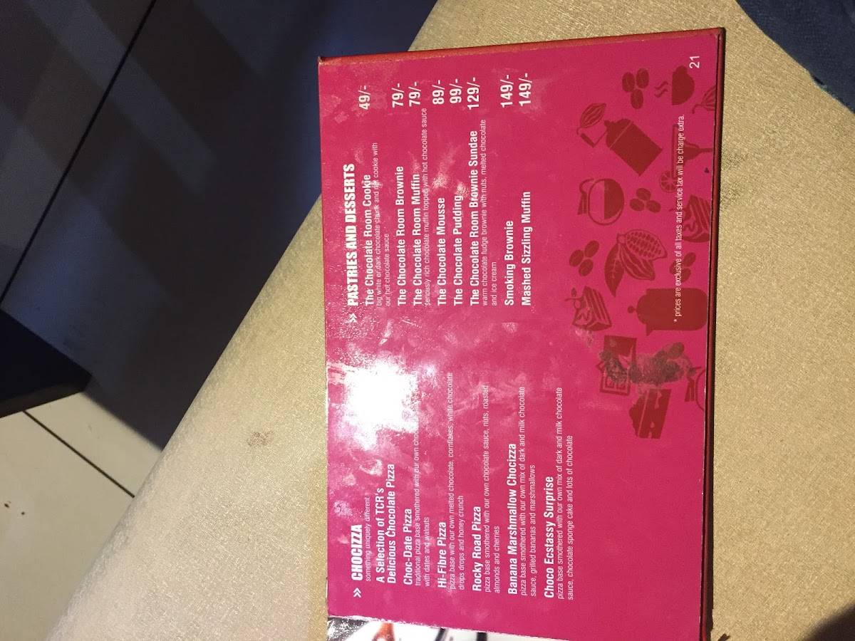 The Chocolate Room menu