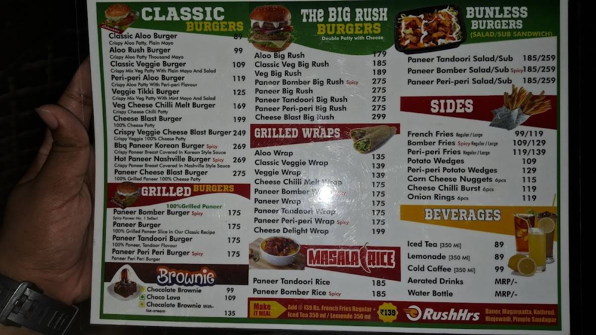 RushHrs menu