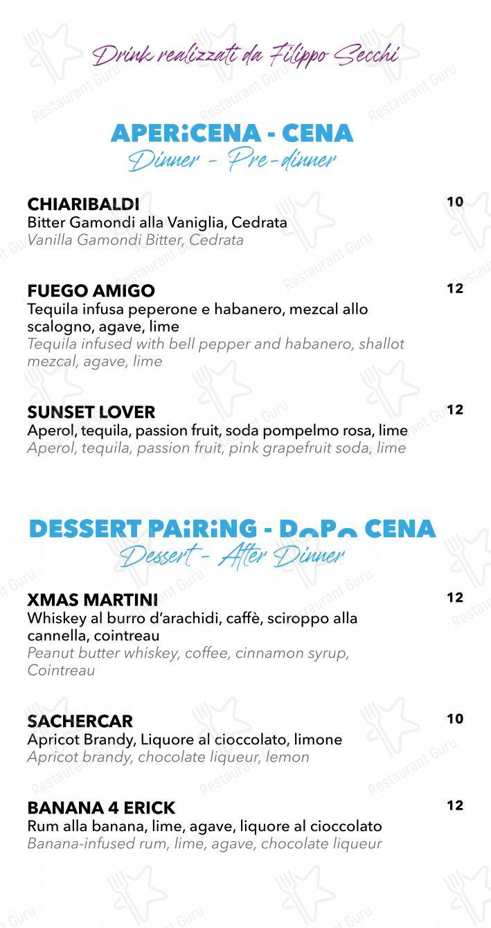 Menu bar per SLICE ristorante