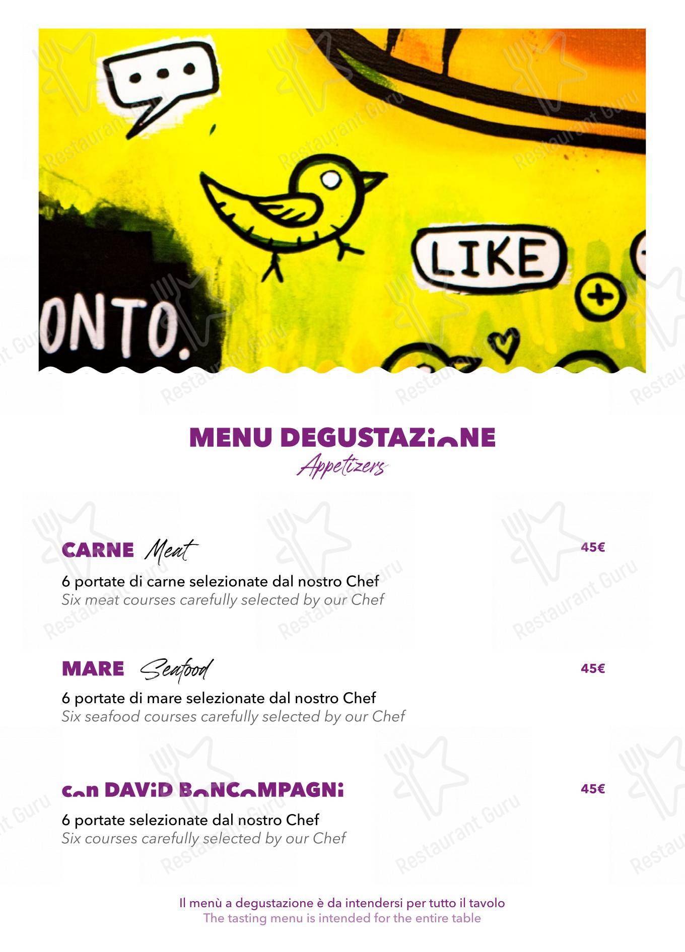 Menu per SLICE ristorante