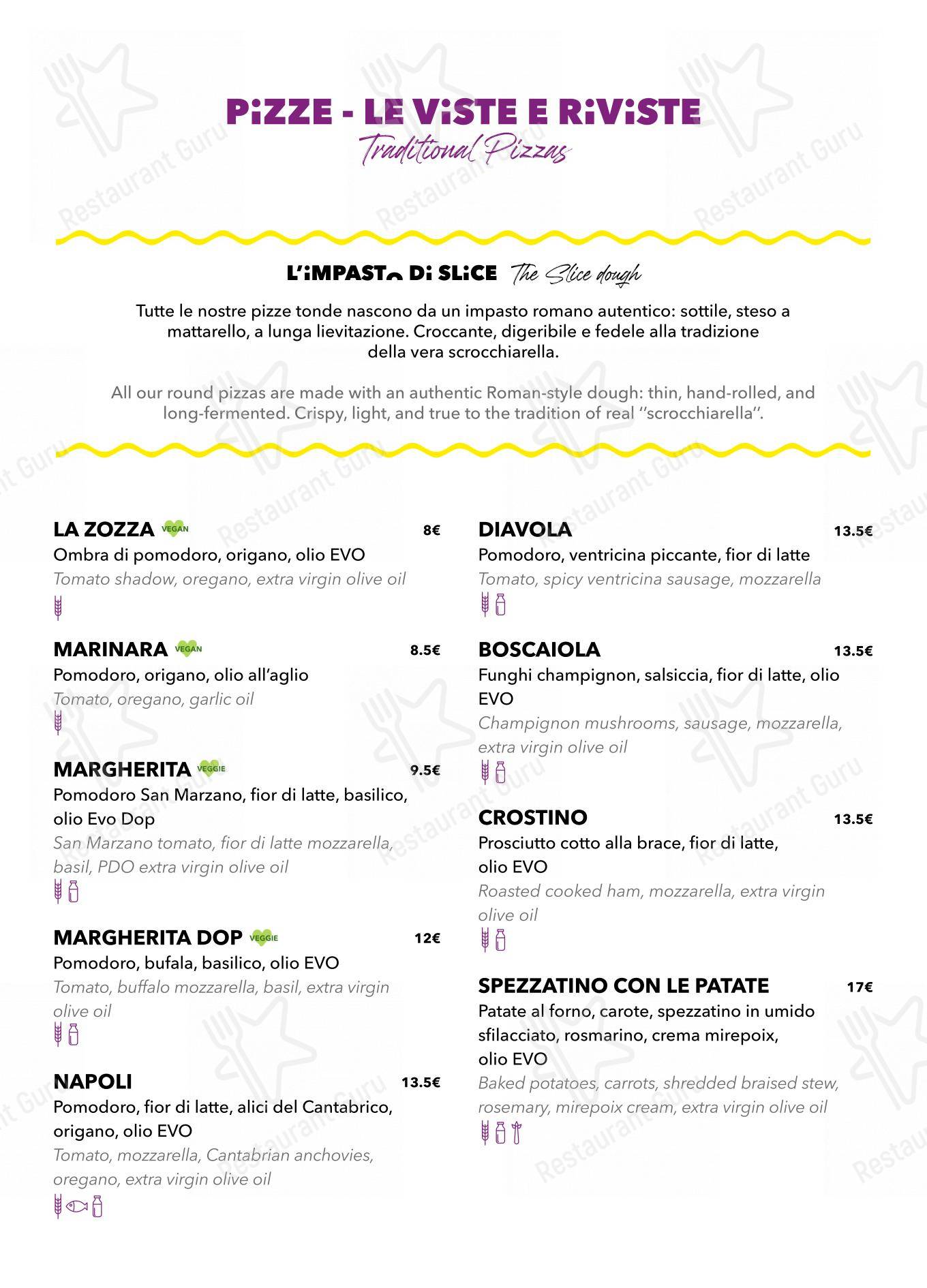 SLICE in Lido di Ostia - Menu