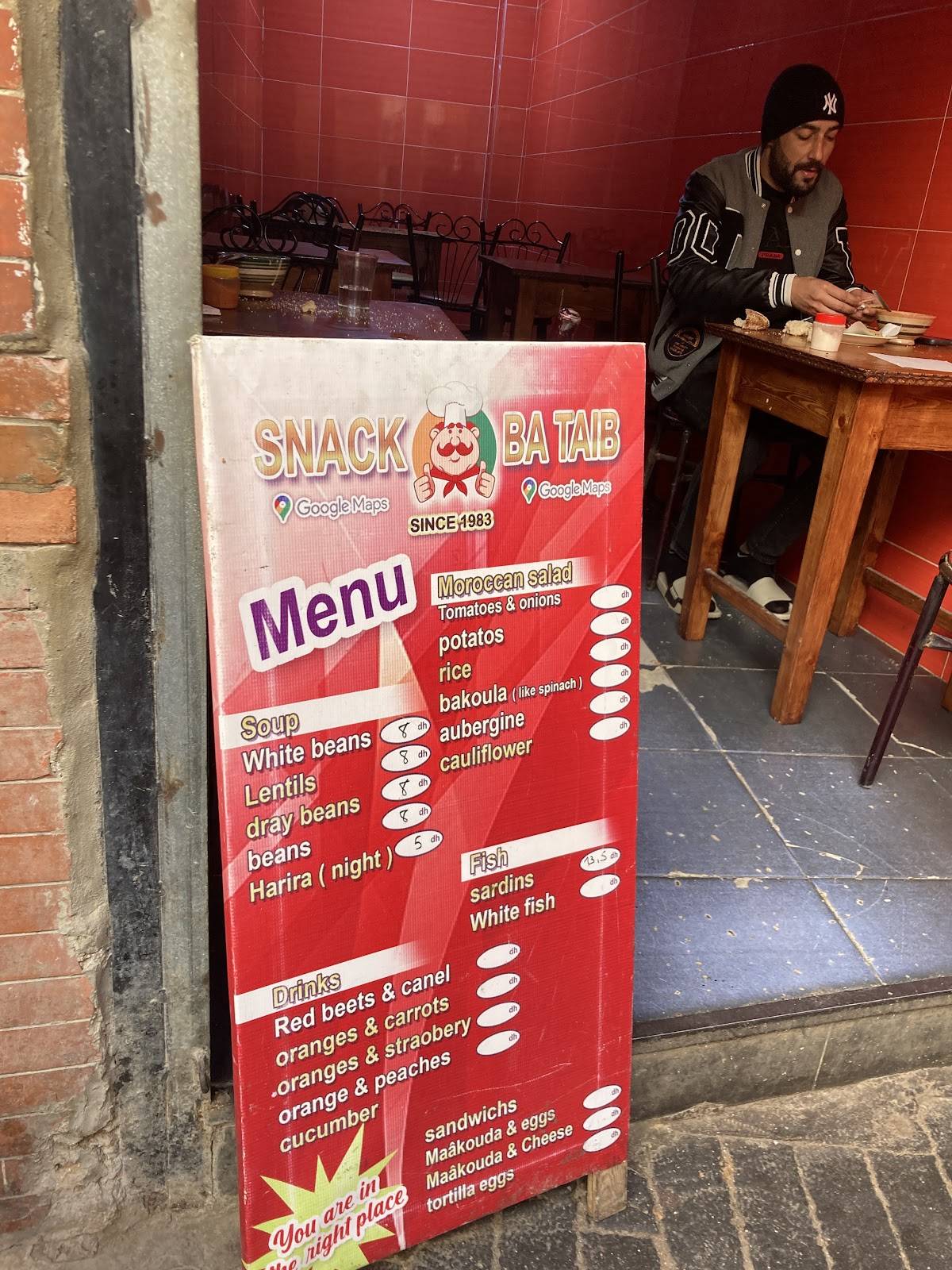 Menu de SNACK BA TAIB