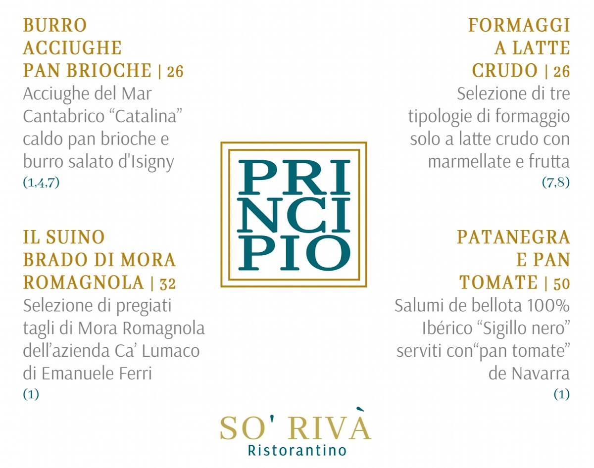 Menu di SO' RIVÁ - Ristorantino 