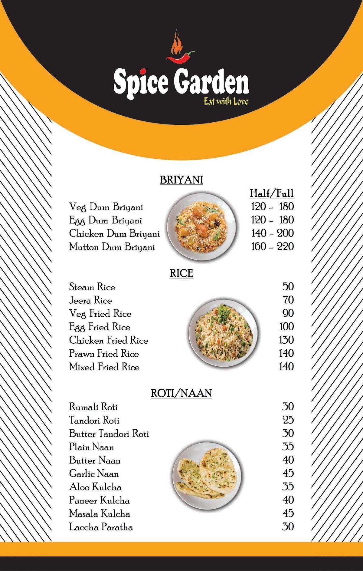 SPICE GARDEN menu
