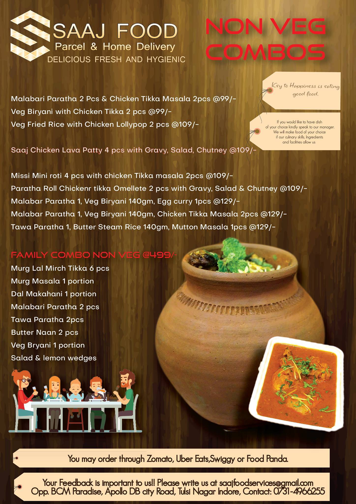 Saaj Food menu