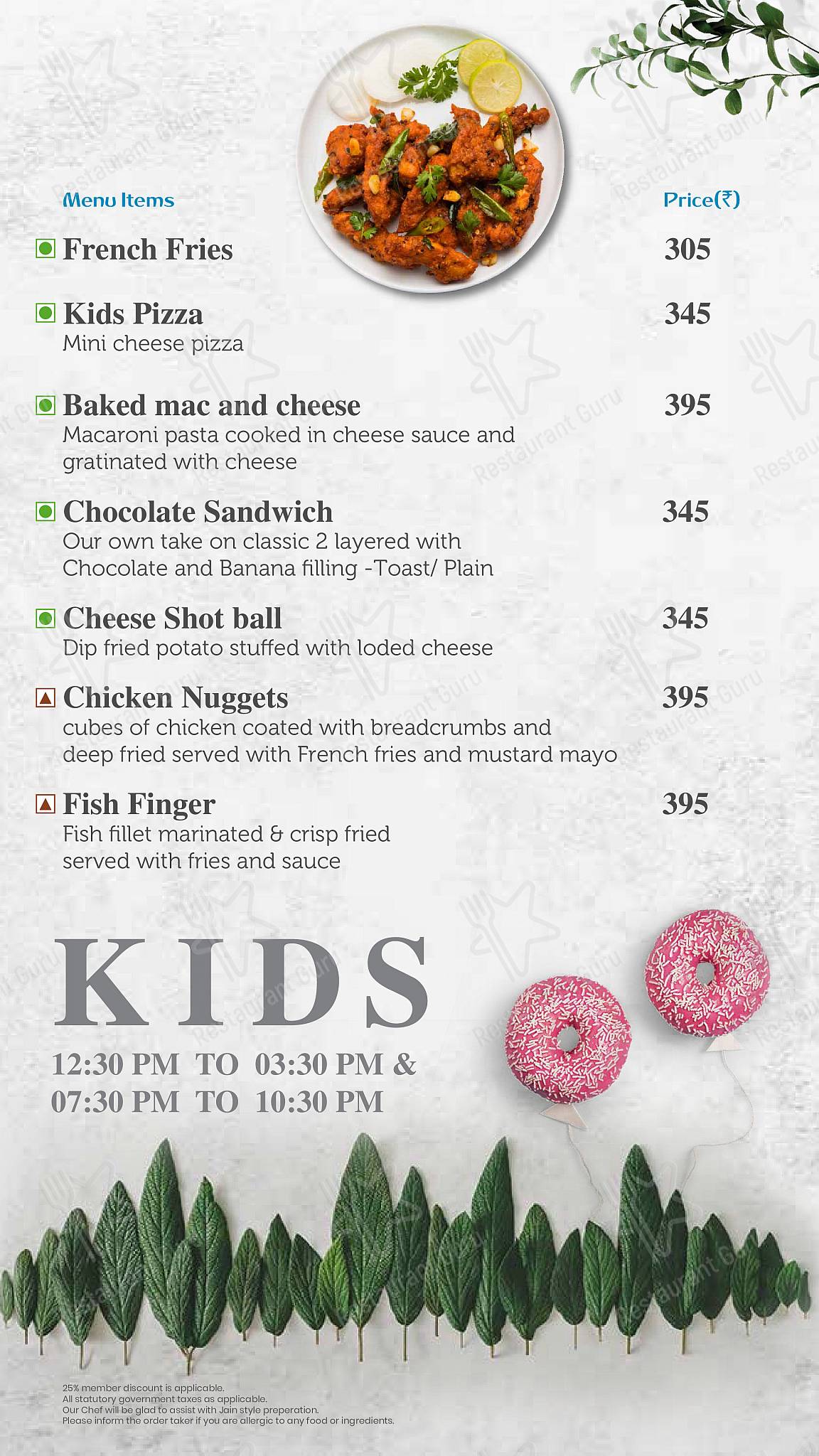 Check out the menu for Saddle Back