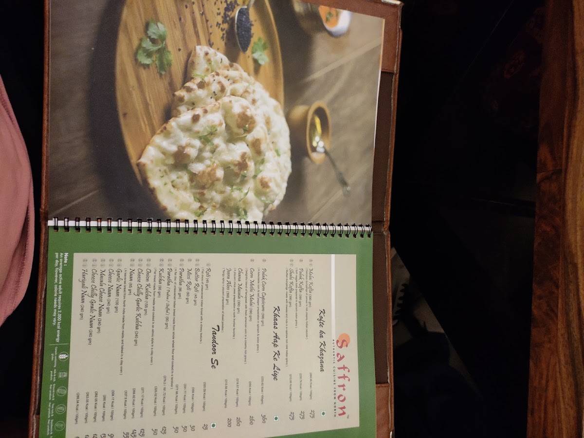 Saffron menu