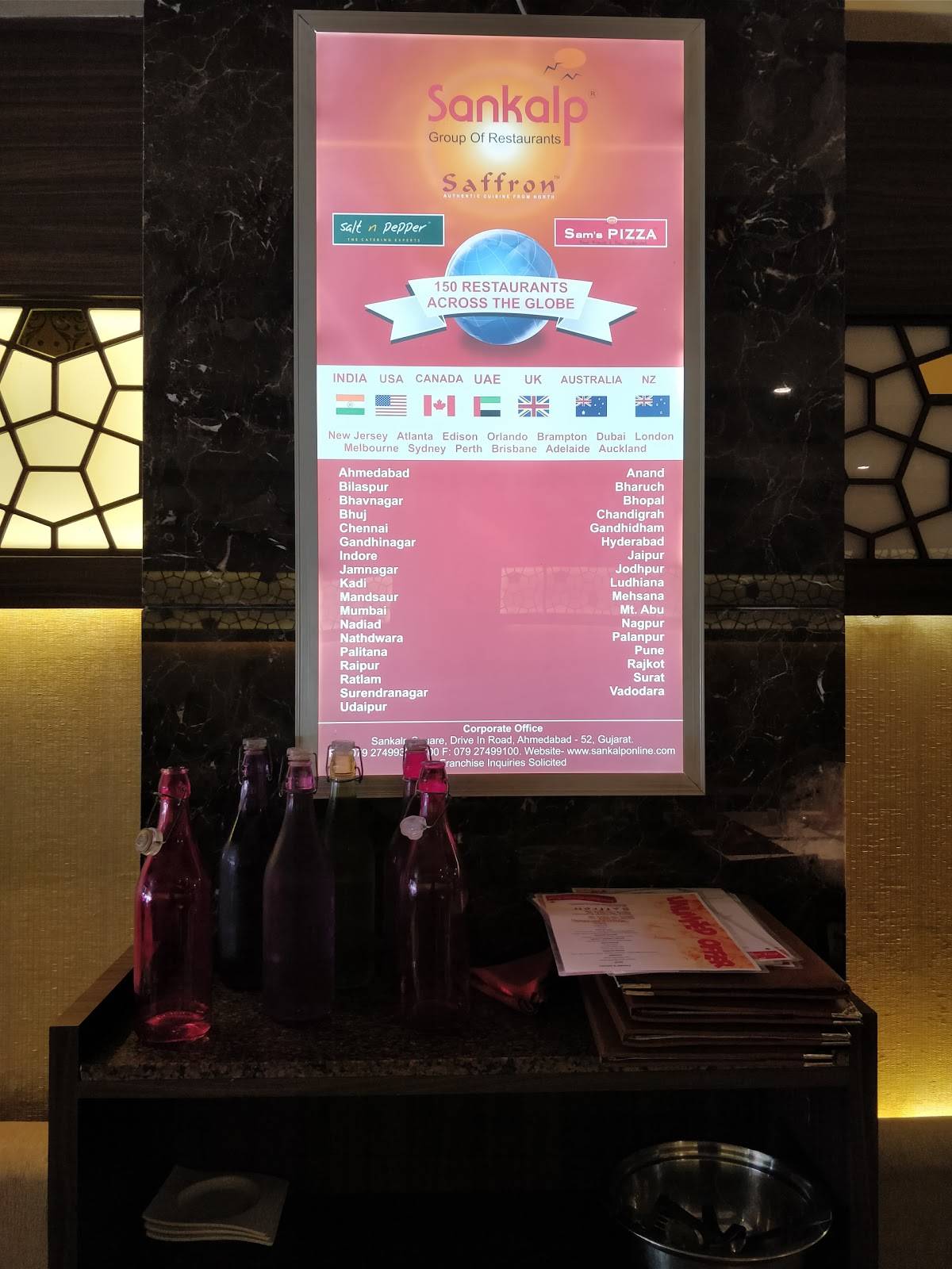 Menu at Saffron Restaurant, Vadodara, 02