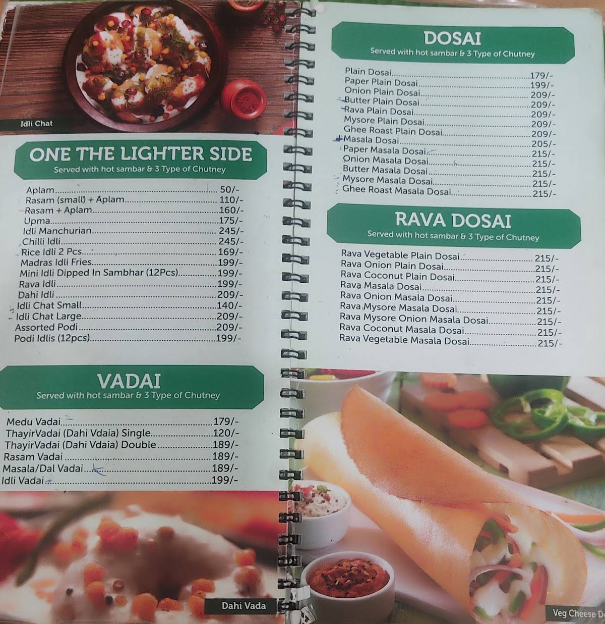 Sagar Ratna menu