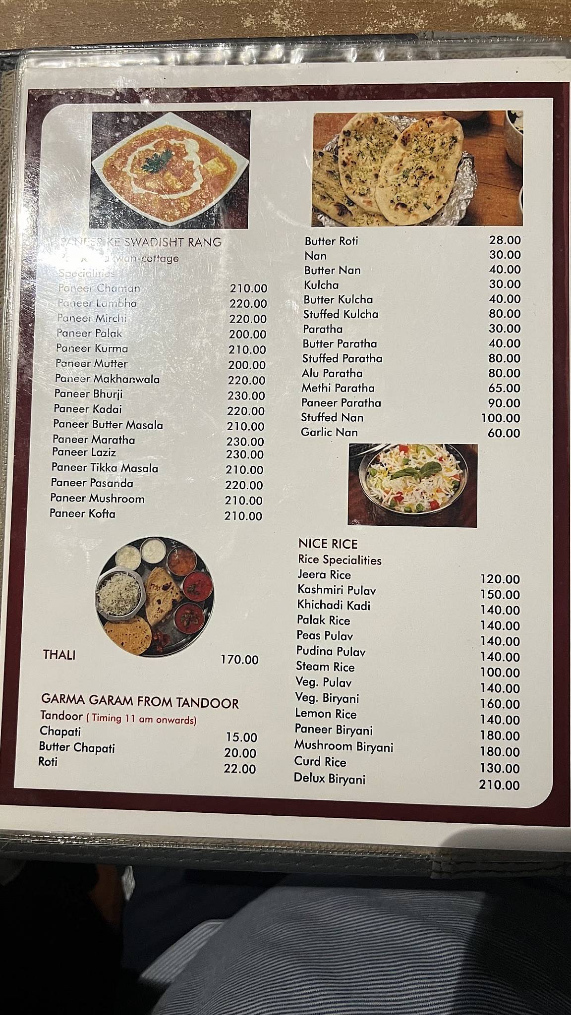 Sagar Veg Restaurant menu