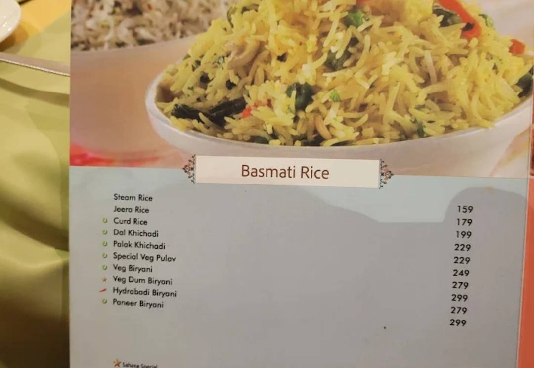 Sahana Veg Restaurant menu