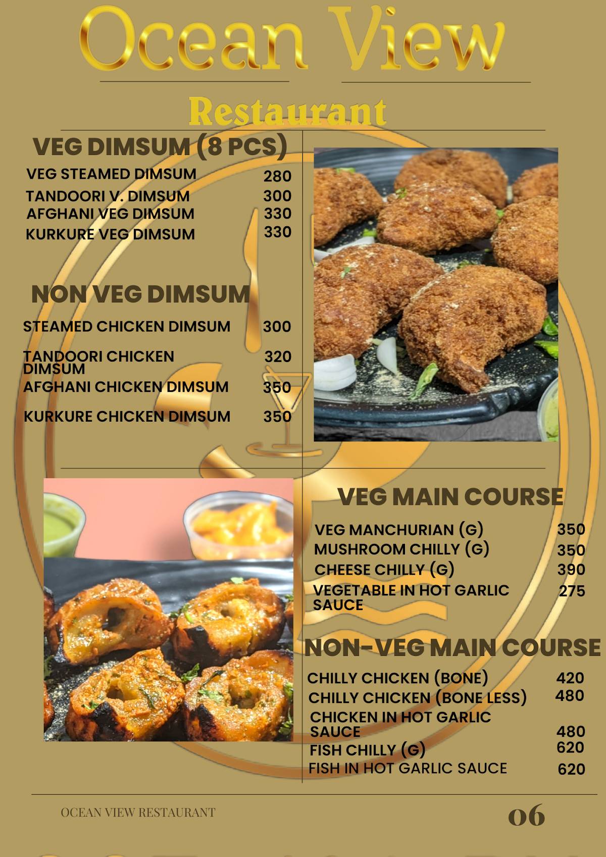 Ocean View Restaurant, Cafe and Party Hall- A Venture of J.P. Hospitality and Services menu