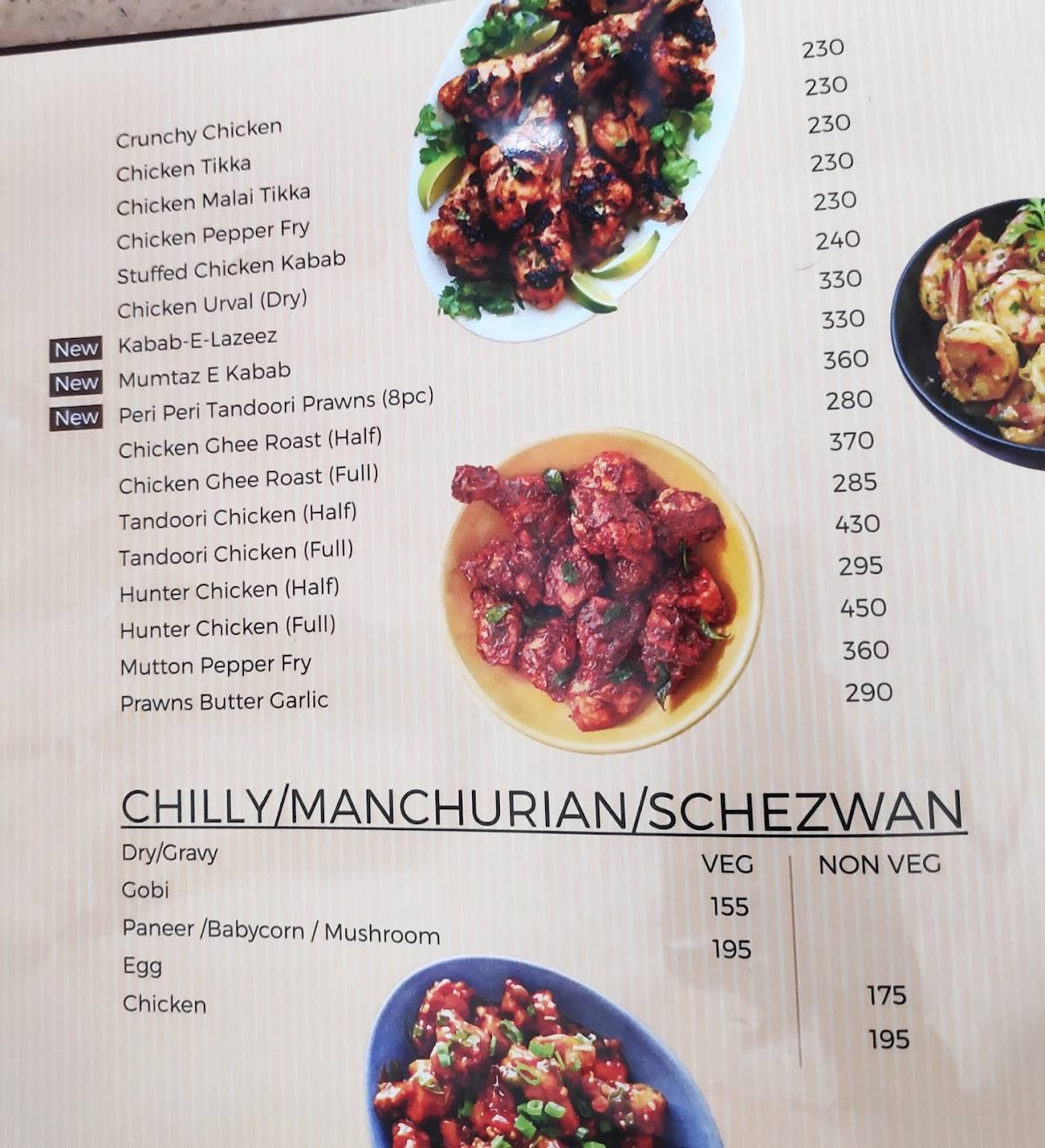Saiba Restaurant menu