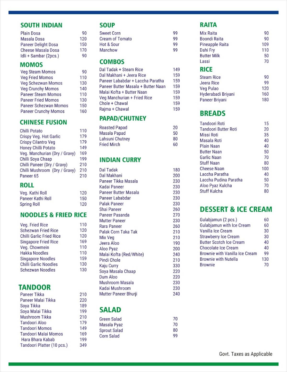 Saifai Dreams - Cafe & Restaurant menu