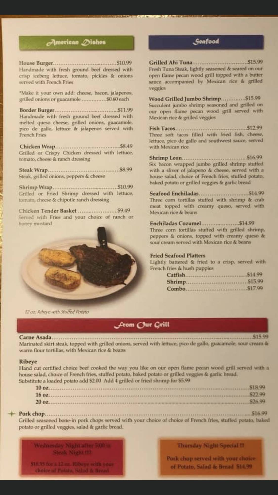 Menu at Que Pasa restaurant, Saint Francisville, US61